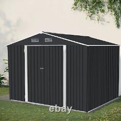 10x9 FT Heavy Duty Storage House Outdoor Storage Shed Large Metal Tool Sheds