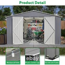 11'x13' Metal Outdoor Storage Shed Heavy Duty Large Garden Tool Shed withFloor Kit