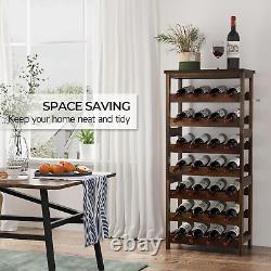 28-Bottle Wine Rack Free Standing Floor, Solid Wood 7-Tier Display Wine Storage