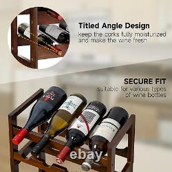 28-Bottle Wine Rack Free Standing Floor, Solid Wood 7-Tier Display Wine Storage