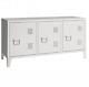 3 Door Metal Locker TV Cabinet with Shelf Steel Storage for Living Room (White)