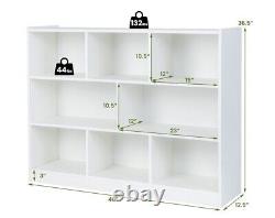 3-tier Open Bookcase 8-Cube Floor Standing Storage Shelves Display Cabinet White