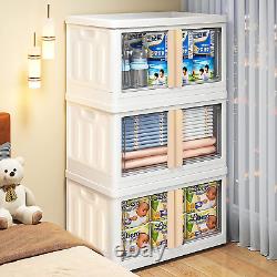 3Pcs 20Gal/76Qt Storage Cubes Cabinet for Closet, Large Stackable Bins with Wheel