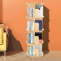 4 Tier Bookshelf Rotating 360 Display Floor Stand Bookcase Storage Shelving Wood