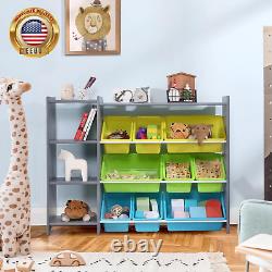 4-Tier Kids' Toy Storage Organizer Shelf 100% Solid Wood, Children'S Storage Ca