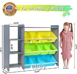 4-Tier Kids' Toy Storage Organizer Shelf 100% Solid Wood, Children'S Storage Ca
