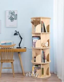4 Tier Stackable Solid Wood Bookshelf Organizer, Storage Display Rack Floor