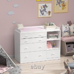 5 Drawer Shelf Nursery Baby Dresser Storage Chest Organize Changing Top Bedroom