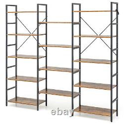 5-Tier Industrial Bookshelf Large Triple Floor Standing Bookcase with 14 Shelves