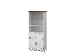 5-Tires Farmhouse Storage Cabinet Floor Standing Bookshelves with Door & Drawer