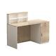 55.1'' L-Shaped Reception Desk Front Table Lockable Drawer Cable Manage Office