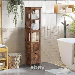 55.9 Storage Cabinet with 2 Drawers, Wooden Bathroom Floor Cabinet, Freestandin