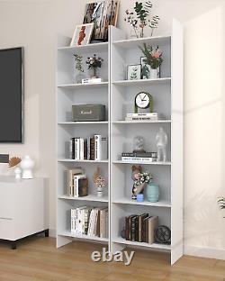 6-Tier Bookshelf, 66.9 Inches Floor Standing Bookcase, Display Storage Shelf, Co