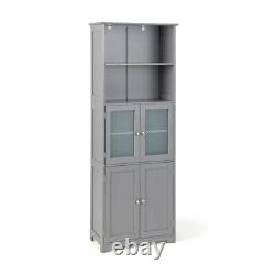 64 Tall Bathroom Storage Cabinet, Kitchen Pantry Cupboard with 2 Cabinets