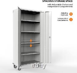 72 Tall Garage Storage Cabinets with Locking Doors and 4 Adjustable Shelves, Me