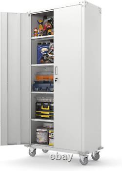 72 Tall Metal Storage Cabinets with Doors and 4 Adjustable Shelves for Garage