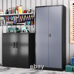 72 inch Tall Metal Cabinet with 2 Doors Garage Cabinet with 5 Adjustable Shelves