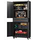 72H Black Metal Rolling Tool Cabinet Storage Cabinet with 4 Shelves and Wheels