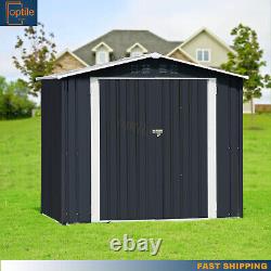 7x4.3FT Large Outdoor Metal Shed, Waterproof Garden Tool Storage Shed with Lockable