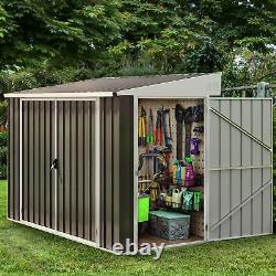 8'x4' Ft Heavy Duty Metal Storage Shed 148 CuFt Outdoor Storehouse with Base Floor