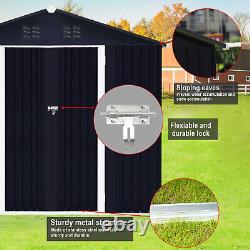 8x10FT Outdoor Storage Shed Metal Tool Shed Lockable Door for Garden Backyard