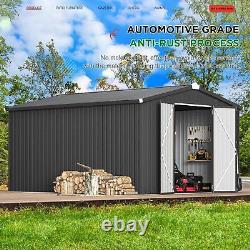 AECOJOY 10' x 14' Outdoor Large Metal Storage Shed with Lockable Doors for Garden