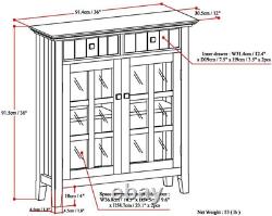 Acadian SOLID WOOD 36 Inch Wide Rustic Entryway Hallway Storage Cabinet in Brune
