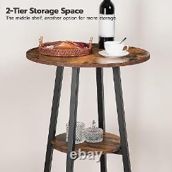 Bar Table, round Pub Table, 2-Tier Bistro Table with Storage, High Top Table, Co