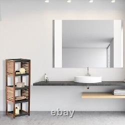 Bath Linen Storage Floor Shelf Elements Acacia Gray Wood