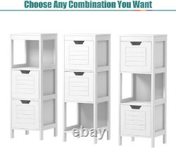 Bathroom Floor Cabinet, Narrow Wooden Storage Cabinet With2 Switchable Drawers, Mu