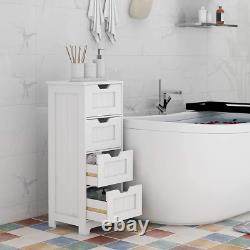 Bathroom Floor Cabinet White Freestanding Storage Organizer Cabinet with 4 Drawe