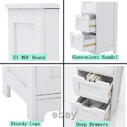 Bathroom Floor Cabinet White Freestanding Storage Organizer Cabinet with 4 Drawe