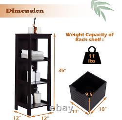 Bathroom Floor Cabinet, Wooden Free Standing Side Storage Cabinet with Two Remov