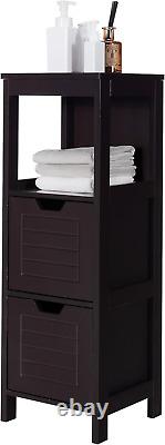 Bathroom Floor Cabinet, Wooden Free Standing Side Storage Cabinet with Two Remov