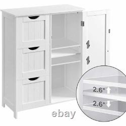 Bathroom Floor Cabinet Wooden Free Standing Storage Organizer with 3 Drawers White
