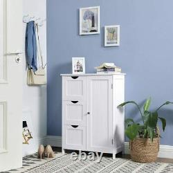 Bathroom Floor Cabinet Wooden Free Standing Storage Organizer with 3 Drawers White
