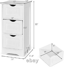 Bathroom Floor Cabinet with 3 Drawers, Tower Storage Cabinet with Anti-Tipping D