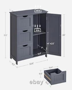 Bathroom Floor Storage Cabinet, Bathroom Storage Slate Gray 1 Door + 3 Drawer