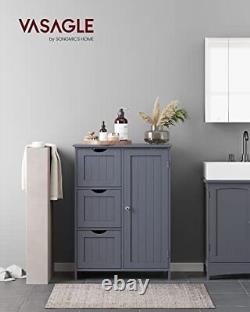 Bathroom Floor Storage Cabinet, Bathroom Storage Slate Gray 1 Door + 3 Drawer