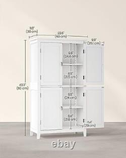 Bathroom Floor Storage Cabinet, Bathroom Storage Unit, White 4 Doors