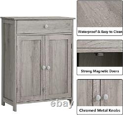 Bathroom Floor Storage Cabinet with 1 Drawer 2 Shelves and 2 Doors, Freestanding
