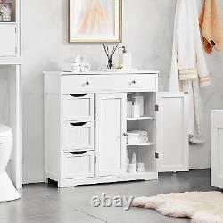 Bathroom Free-Standing Floor Cabinet, Practical Storage Cabinet with 4 Drawers a