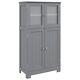 Bathroom Freestanding Storage Locker Kitchen Cabinet With Doors & Adjustable Shelf