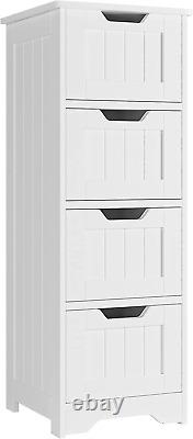 Bathroom Storage Cabinet Side Cabinet 4 Drawers Freestanding Bedside Table White
