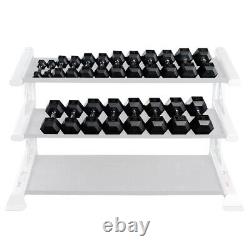 Body-Solid 5-50 lb. Rubber Hex Dumbbell Package with Storage Rack, Floor Mat