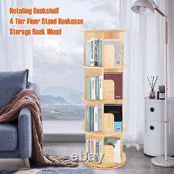 Bookshelf Rotating 4 Tier 360 Display Shelf Floor Stand Storage Bookcase Display