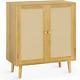 Buffet Cabinet with Storage, Storage Cabinet with PE Rattan Decor Doors, Accent