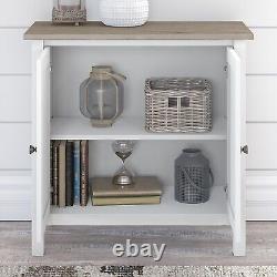 Bush Furniture Mayfield 30 Storage Cabinet with 2 Shelves Pure White/Shiplap