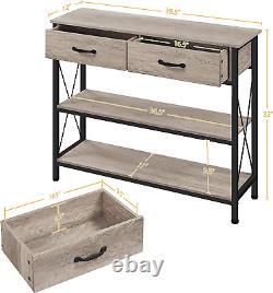 Console Table with 2 Drawers, 3-Tier Entryway Table with Storage Shelves, Narrow