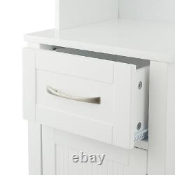 Contemporary Wooden Linen Tower Storage Cabinet with Open Shelves White